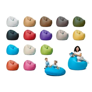 sunnypillow Sitzsack mit Styropor Füllung 100 cm Durchmesser 2-in-1 Funktionen zum Sitzen und Liegen Outdoor & Indoor für Kinder & Erwachsene viele Farben und Größen zur Auswahl Blau
