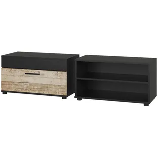 Vicco Wohnwand, Wohnzimmerschränke, Berno, Schwarz/Sandeiche, 2 Teile (70.80 x 35.30 x 38.90 cm,