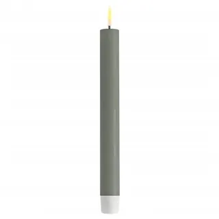 Deluxe Homeart LED 2er Set Stabkerze Real Flame, 24 cm, Ø 2,2 cm, 2er Set salbei grün