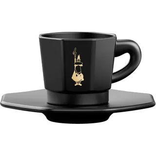 BIALETTI Espressotasse, 8-tlg., Porzellan, 4 Tassen, 4 Untertassen schwarz