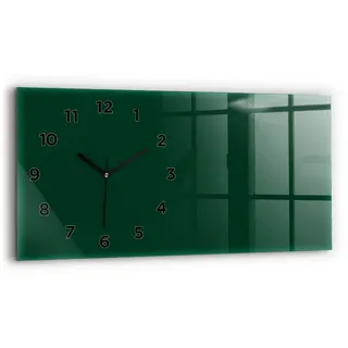 Tulup Wanduhr Wanduhr Glasuhr Rechteckige Wanduhr 60x30 cm Uhr aus Gehärtetem Glas grün