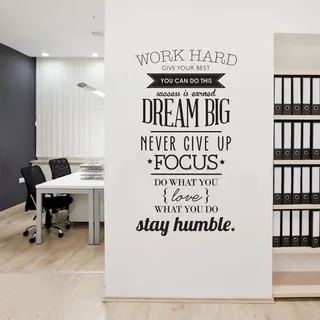ufengke Wandaufkleber Motivierende Work Hard Wandtattoo Zitat Inspirierende Worte Buchstaben Einfache Dekorative Abnehmbare Wandstickers DIY Vinyl Wandtattoos für Wohnzimmer, Schlafzimmer