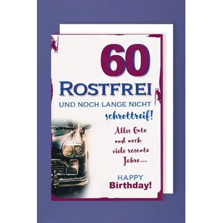 AvanCarte 60 Geburtstag Karte Grußkarte Rostfrei Oldtimer 16x11cm