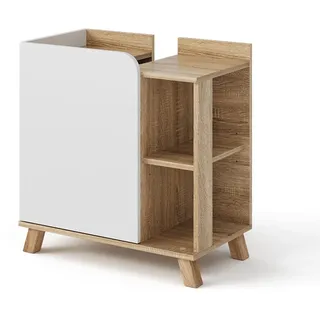 Vicco Waschbeckenunterschrank Karen Sonoma/Weiß 60 x 65 cm mit Tür und Offenen Fächern