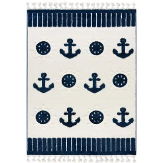 Mazovia Kinderteppich Kinder Anker, Maritim Wohnzimmer, Schlafzimmer, Esszimmer, Büro, 140 x 200 cm, Fußbodenheizung beige|blau|braun 140 x 200 cm