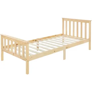 ML-Design Holzbett 90x200 cm Natur, Holz, Echtholz,Kiefer, 1-Sitzer, Rechteckig, Schlafzimmer, Betten