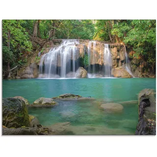 Glasbild ARTLAND "Wasserfall im Wald National Park", grün (farbe bild(er): grün), B:80cm H:60cm, Bilder, in verschiedenen Größen