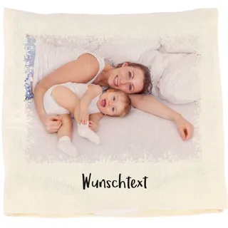 Herz & Heim® Kirschkernkissen mit waschbaren Bezug - Fotoaufdruck und Wunschtext - als Ersatz für Ihren Schatz oder Geschenk für Oma und Opa Eiskristallrahmen