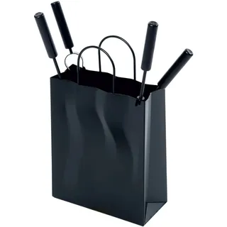 FireFix Kaminbesteck Tasche 4-teilig Stahl/Holz 28 x 46 x 10 cm Schwarz