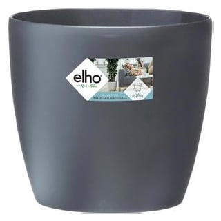 elho Übertopf Brussels Rund Rollen, anthrazit, Ø 39 x H 36 cm, mit Rollen, Kunststoff