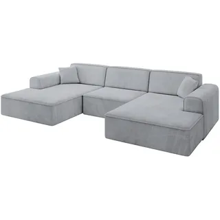 altdecor Eckcouch Samt 4-Sitzer Grau