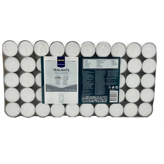 METRO Teelicht Professional & Maxi-Teelichter Großpackung Gastroqualität (200-tlg) weiß