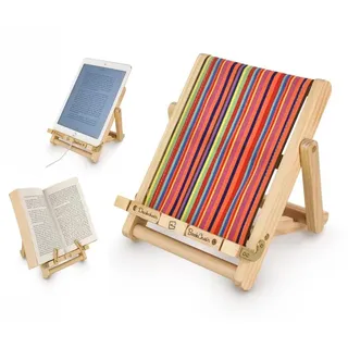 Bookchair (Medium) | Bunt gestreift | Buchständer aus Holz | Leseständer | Für Bücher E-Reader und Tablets | Lesehilfe | Tablethalter | freihändig Les