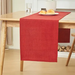 Tischläufer Weihnachtsrot 35 x 240 cm modern Tischdeko Leinenoptikoptik | Tischläufer outdoor Lotuseffekt Durchsichtiger Läufer Wasserabweisend Dekoration für Küche Weihnachten Geburtstag Hochzeit