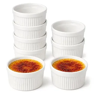 LuxusKollektion Quicheform Creme Brulee Schälchen 8er Set 180ml Keramik, (8-tlg) weiß