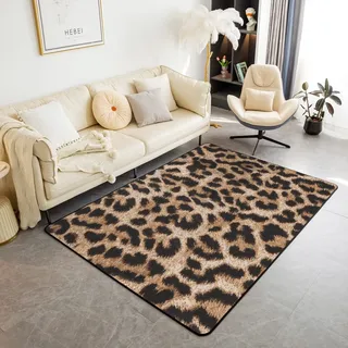 Leopard Drucken Teppich Gepard Gedruckt Down Indoor Fußmatte Schwarz Braun Leopard Wohnzimmer Teppiche Afrika Wild Tier Pelz Muster Akzent Teppich Luxus Zimmer Dekor Moderne Teppich 100x150cm