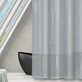 MSV Duschvorhang, Polyester, Romana, 180 x 180 cm, Weiß/Transparent