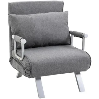 Homcom Schlafsessel 3 in 1 Polyester 69 x 80 x 65 cm Grau mit Kissen