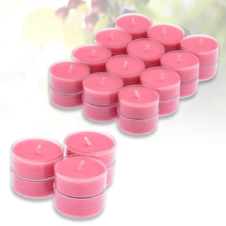 Candelo 24er Set Duft Kerzen - Duftteelichter Wildkirsche - Teelicht in Kunststoff Hülle je 1,7 x 3,8cm - 4 Std Brenndauer – Teelichter in Rosa
