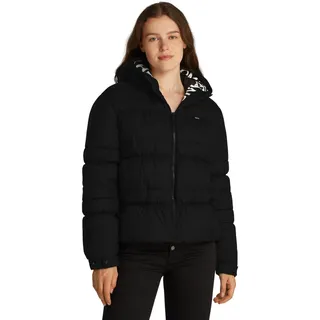 Tommy Jeans Damen Pufferjacke Quilt Rouch Tape Jacket mit Kapuze - L