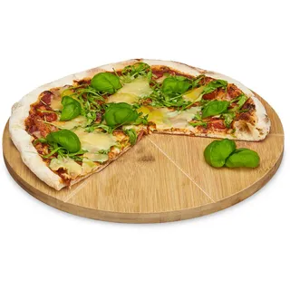 Relaxdays Pizzateller Ø 33 cm braun 1er Set