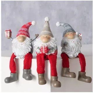 MF Wichtel 3er Set Kantenhocker Wichtel Fiete – Weihnachtsdeko in Rot und Grau (3 St)