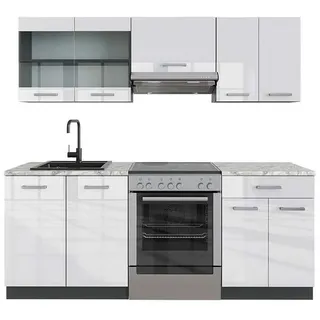 Vicco Küchenzeile R-Line 200 cm Weiß Hochglanz/Anthrazit