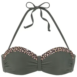 LASCANA Bügeleinsatz-Bikini-Top Damen Grün/Mehrfarbig 34 Cup C