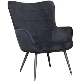 byLIVING Sessel Uta Polyester 60 x 97 x 80 cm Schwarz mit Hocker