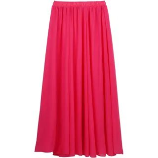 Damen Chiffon Langer Rock Strandrock Maxirock Chiffonrock Damenrock für Sommer Strand Alltag Party Rocklänge 90cm /100cm - Einfarbig - 34-40