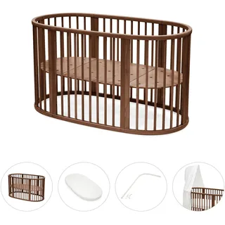 Stokke® SleepiTM Bundle Sleepi V3 inkl. Matratze und Spannbetttuch, Himmelstange Himmel, braun