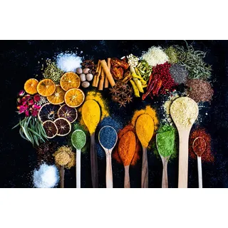 queence Herd-Abdeckplatte Gewürze - Rutschfeste Abdeckung für Herd - Küchenwand Schutz, Acrylglas, (1 tlg) bunt|schwarz 80 cm x 52 cm x 0.4 cm