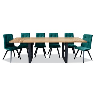 JVmoebel Essgruppe, Esszimmer Design Möbel Stuhlgruppe Tisch + 6 Lehn Stühle 7 tlg. Set beige
