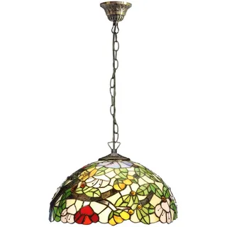 Casa Padrino Luxus Tiffany Hängeleuchte Mehrfarbig Ø 40 x H. 97 cm - Art Deco Tiffany Hängelampe - Wohnzimmer Hängeleuchte - Deko Hängeleuchte - Luxus Tiffany Leuchten - Art Deco Leuchten