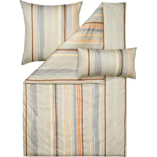 Estella Mako-Interlock-Jersey Gestreift Braun/Beige/Apricot/Vanille 155 x 220 cm + 40 x 80 cm
