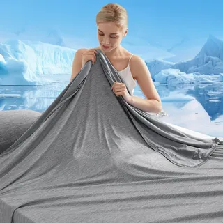 Marchpower Kühldecke, Kühlende Decke mit Arc-Chill 3.0 Q-Max>0,5 Kühlfasern, 2-in-1 Doppelseitige Sommerdecke, Sofortige Kühlwirkung, Wohndecke, Kinderdecke, Sofadecke, Reisedecke - 200 x 220cm Grau