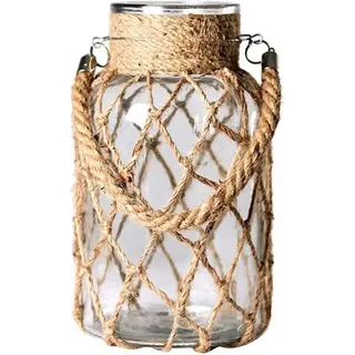 Klares Glas mit Vintage Seil, Vintage Tischvase für Pampasgras, Hochwertige Dekovase,