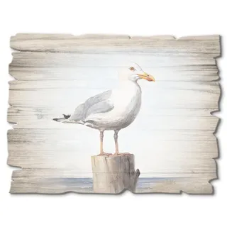 Holzbild ARTLAND "Möwe", weiß (farbe bild(er): weiß), B:40cm H:30cm, Holzwerkstoff, Bilder
