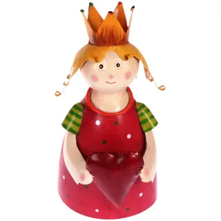 Zaunhocker Prinzessin mit Herz rot Dekofigur aus Blech 21 cm Figur Metall Garten Deko Garten Balkon