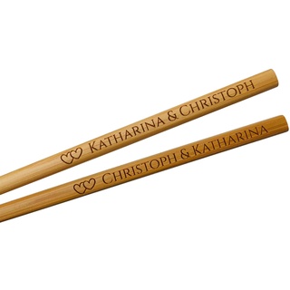 SNEG Essstäbchen aus dunklem Bambus mit persönlicher Gravur | Sushi-Stäbchen mit Gravur | Chopsticks graviert (Dunkles Bambus, 1)