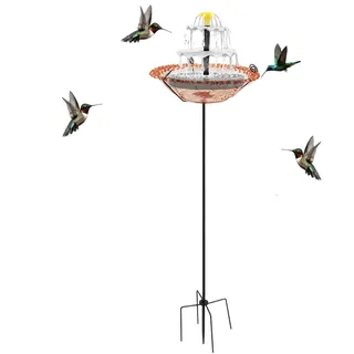 Vogeltränke Stehend Mit Solarbrunnen, Vogelbad Garten, Springbrunnen Vogeltränke Winterfest Für Draußen, Garten, Terrasse