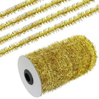 XGNG Gold 45,7 m Metallic Urlaub Lametta Girlande Twist Lametta Girlande Dekoration Weihnachten Lametta Girlande Dünne Glitzer Lametta für Weihnachtsbaum Geburtstag Party Hochzeit Dekorationen