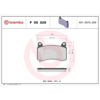 Brembo Bremsbelagsatz, Scheibenbremse P09029