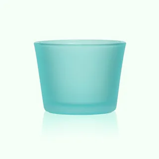 Sandra Rich, kleines rundes Glas. MATT Promo 6 x 4,5 cm. Satin-Finished, satiniert. blau, hellblau, Ice Blue -87