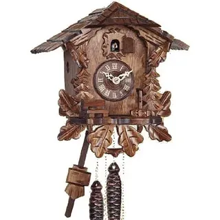 Kuckucksuhr Kuckuckuhr Echtholz NEU batteriebetriebenes Quartzwerk Kuckuckruf Eble -Eichenlaub 26cm- 10180