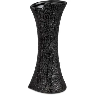 Formano Blumenvase Dekovase Vase aus Keramik 20x12cm in schwarz-matt