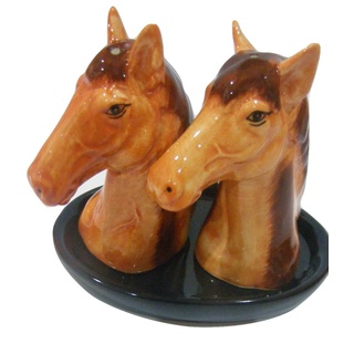 Salz und Pfefferstreuer Pferd Pferde Salzstreuer Tiere Set Keramik Salzstreuer Set 14 x 12 x 9 cm