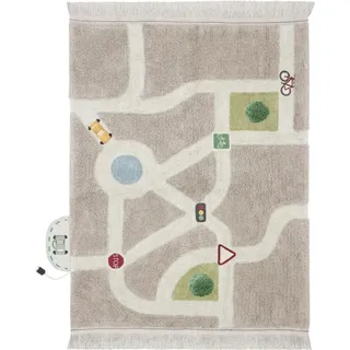 Lorena Canals Eco-City Kinderteppich 120 x 170 cm Blau/Grau/Rot