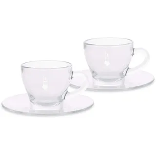 Bialetti DCRAST0007 Set 2 Tazzine Cappuccino Istituzionali (con Piattino), Vetro, Glas