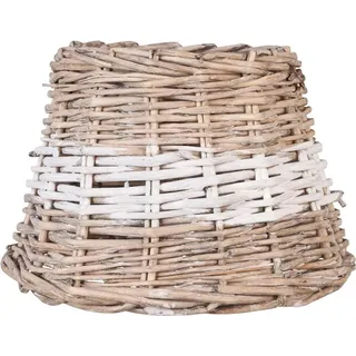 Clayre & Eef Lampenschirm Ø 23x17 cm Beige Rattan Streifen - Beige
